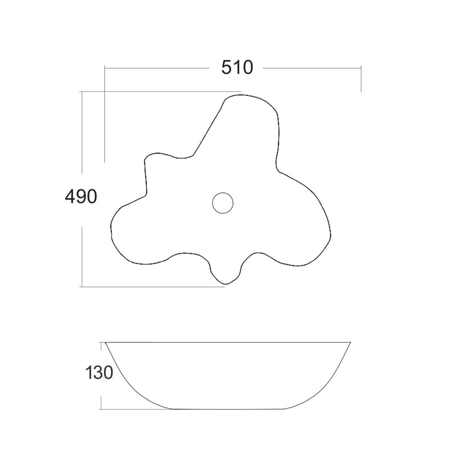 Waskom Best Design Fior Organisch 51x49x13 cm Mat Wit