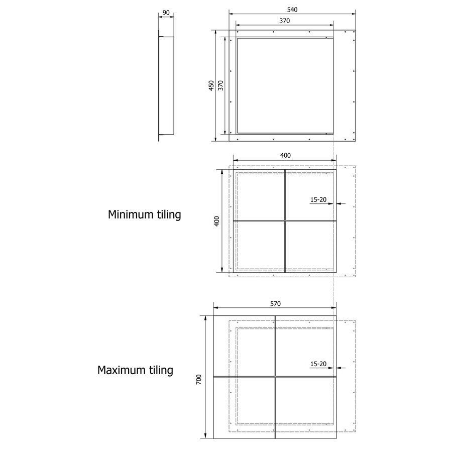 Inspectiedeuren Sapho Zarz 40x40 cm Onder Tegels Klikopening Gegalvaniseerd Staal