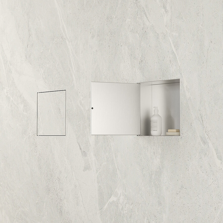 Inbouwnis Wiesbaden Demis 30x30x14cm Betegelbaar RVS