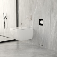 Toiletrol- en Borstelhouder Inbouw BWS Milan Betegelbaar Mat Zwart