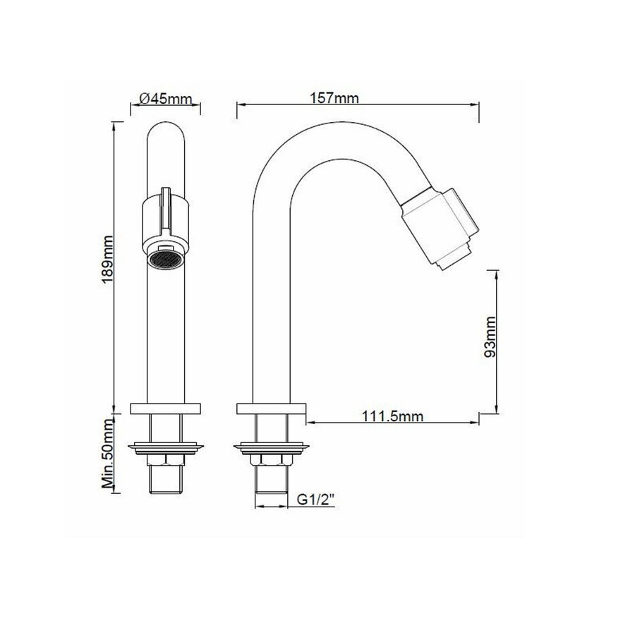 Fonteinset BWS Solid Surface Met Handdoekhouder Links Zwart Mat Zwart