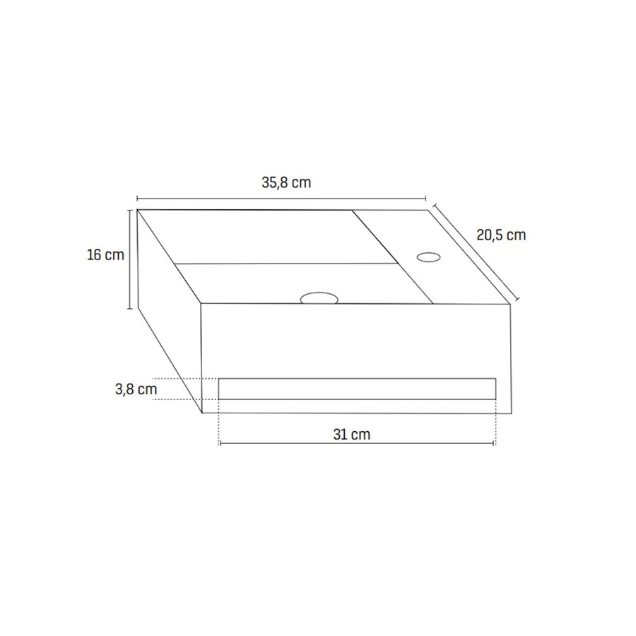 Fonteinset BWS Solid Surface Met Handdoekhouder Rechts Zwart Koper