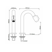 Fonteinset BWS Solid Surface Met Handdoekhouder Rechts Zwart Chroom