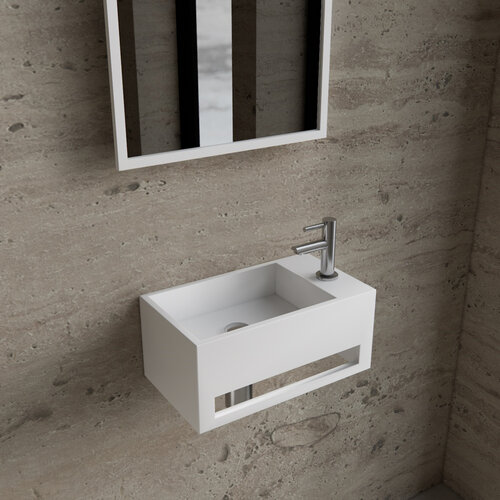Fonteinset BWS Solid Surface Met Handdoekhouder Rechts Wit Chroom 