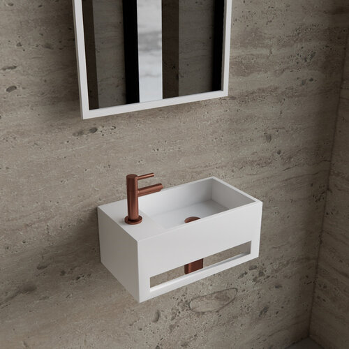 Fonteinset BWS Solid Surface Met Handdoekhouder Links Wit Koper 