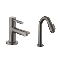 Fonteinset BWS Solid Surface Met Handdoekhouder Links Wit Gunmetal