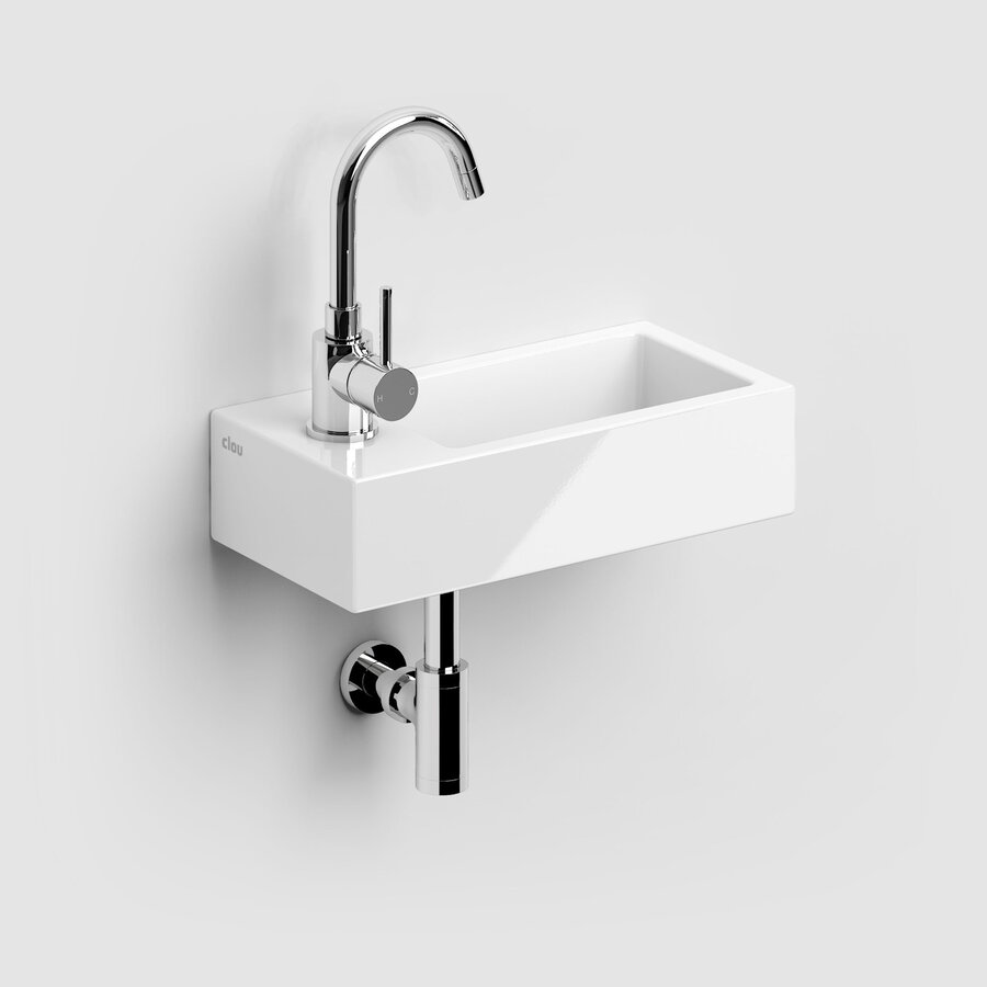 Fontein Clou Flush 3 36x18x9cm Keramiek Glans Wit (Met Kraangat Links)