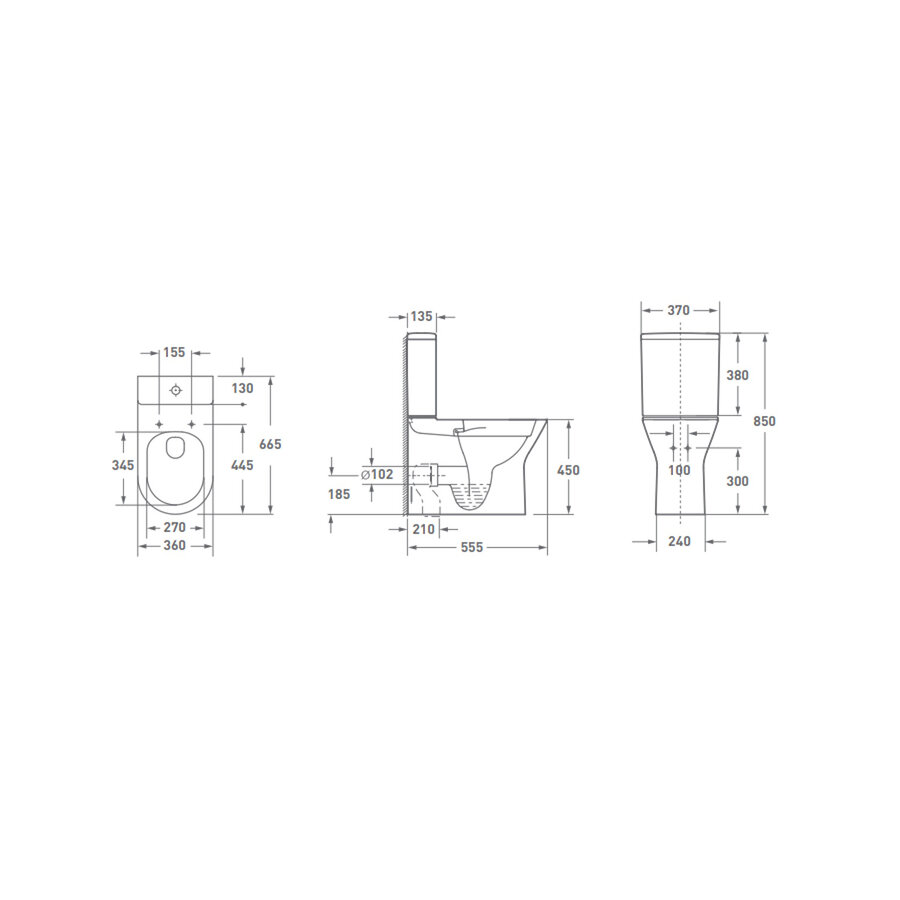 Duoblok VM X-Comfort Verhoogd Rimless (Inclusief zitting en reservoir) Universele Muuraansluiting H/PK Wit