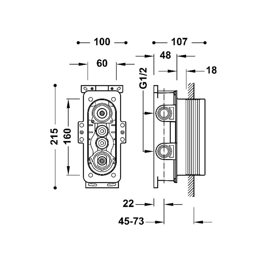 Inbouwdeel Tres Mont Blanc Douche Thermostaat 2-Weg