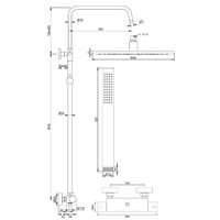 Regendoucheset Opbouw Brauer Gunmetal Edition 30 cm Thermostatisch met Staaf Handdouche Geborsteld Gunmetal