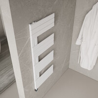 Elektrische Handdoekradiator BWS Russ Links aansluiting 593W 120x50 cm Wit
