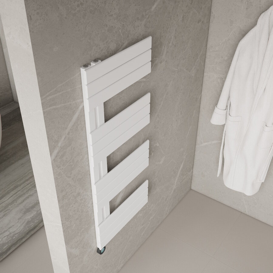 Elektrische Handdoekradiator BWS Russ Links aansluiting 593W 120x50 cm Wit