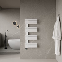Elektrische Handdoekradiator BWS Russ Links aansluiting 593W 120x50 cm Wit