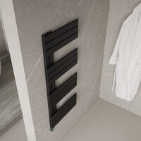 Elektrische Handdoekradiator BWS Russ Links aansluiting 593W 120x50 cm Mat Zwart