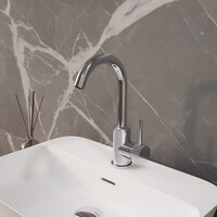 Wastafelmengkraan Aquasplash Ridged Gebogen met Draaibare Uitloop Chroom