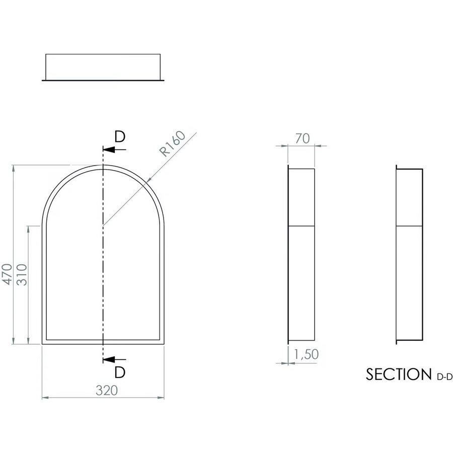 Inbouwnis Looox BoX Arc 32x7x47 cm Mat Wit