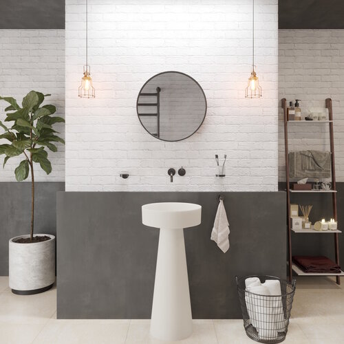 Waskom Voetstuk Ideavit Solidfloat-PE 30x30x75 cm Solid Surface Met Waskom Mat Wit 