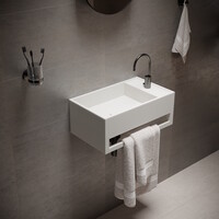 Wastafel Ideavit Solidcube-TB 50x30x20 cm Inclusief Handdoekhouder Solid Surface Mat Wit