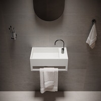 Wastafel Ideavit Solidcube-TB 50x30x20 cm Inclusief Handdoekhouder Solid Surface Mat Wit