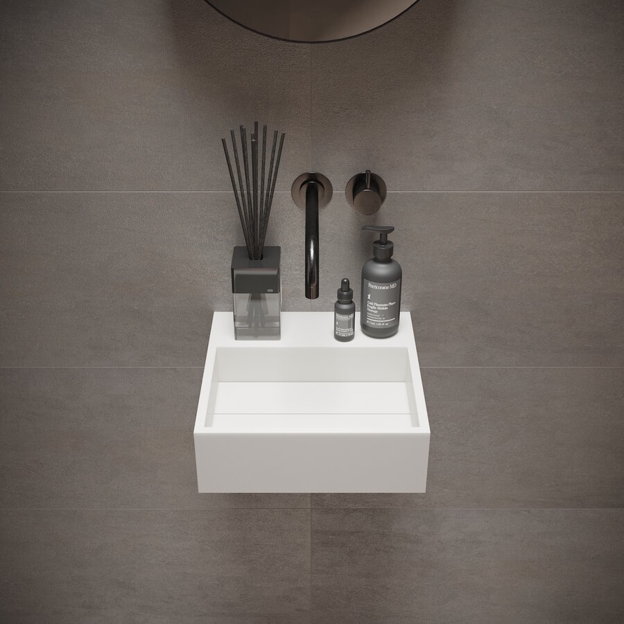 Fontein Ideavit Solidcube 30x30x10 cm Solid Surface Mat Wit