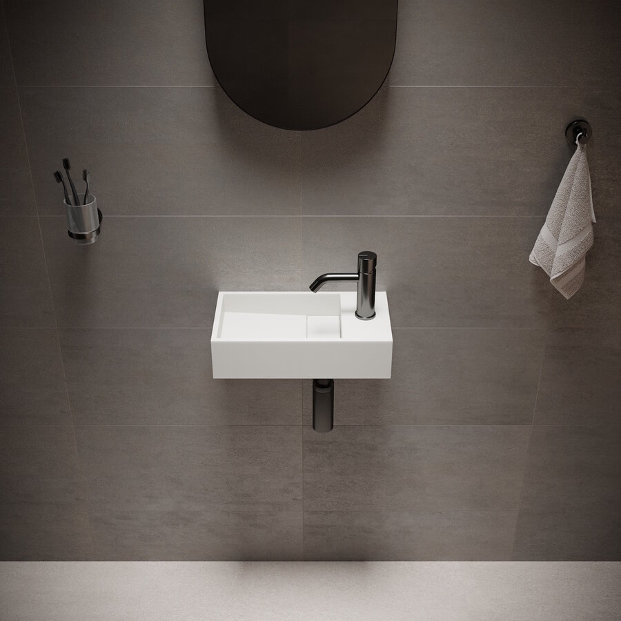 Fontein Ideavit Solidcube 40x22x10 cm Solid Surface Mat Wit