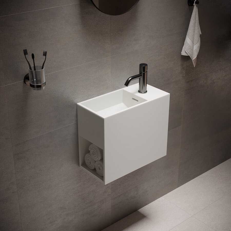 Wastafel Ideavit Solidwash 45x22x38 cm Solid Surface Mat Wit