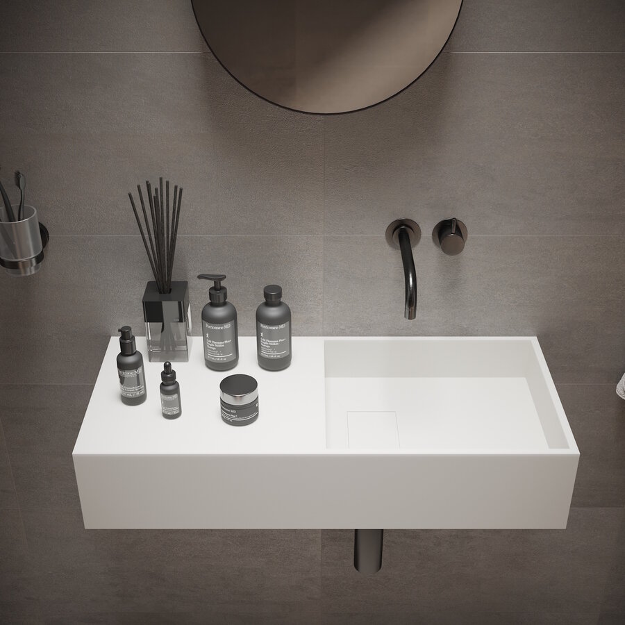 Wastafel Ideavit Solidplan 75x32,5x15 cm Solid Surface Mat Wit