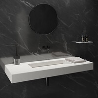 Wastafel Ideavit Solidsquare 120x46x10 cm Solid Surface Mat Wit