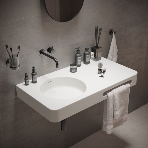 Fontein Ideavit Solidbrio 90x48x14 cm Solid Surface Mat Wit 