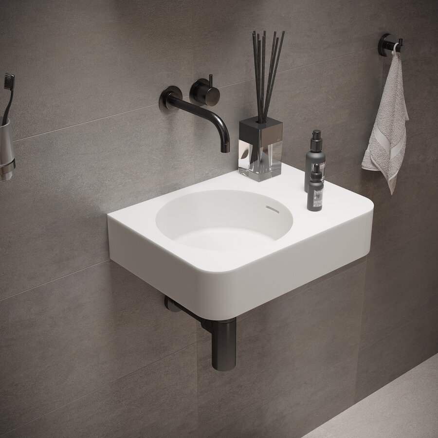Fontein Ideavit Solidbrio 45x30x14 cm Solid Surface Mat Wit