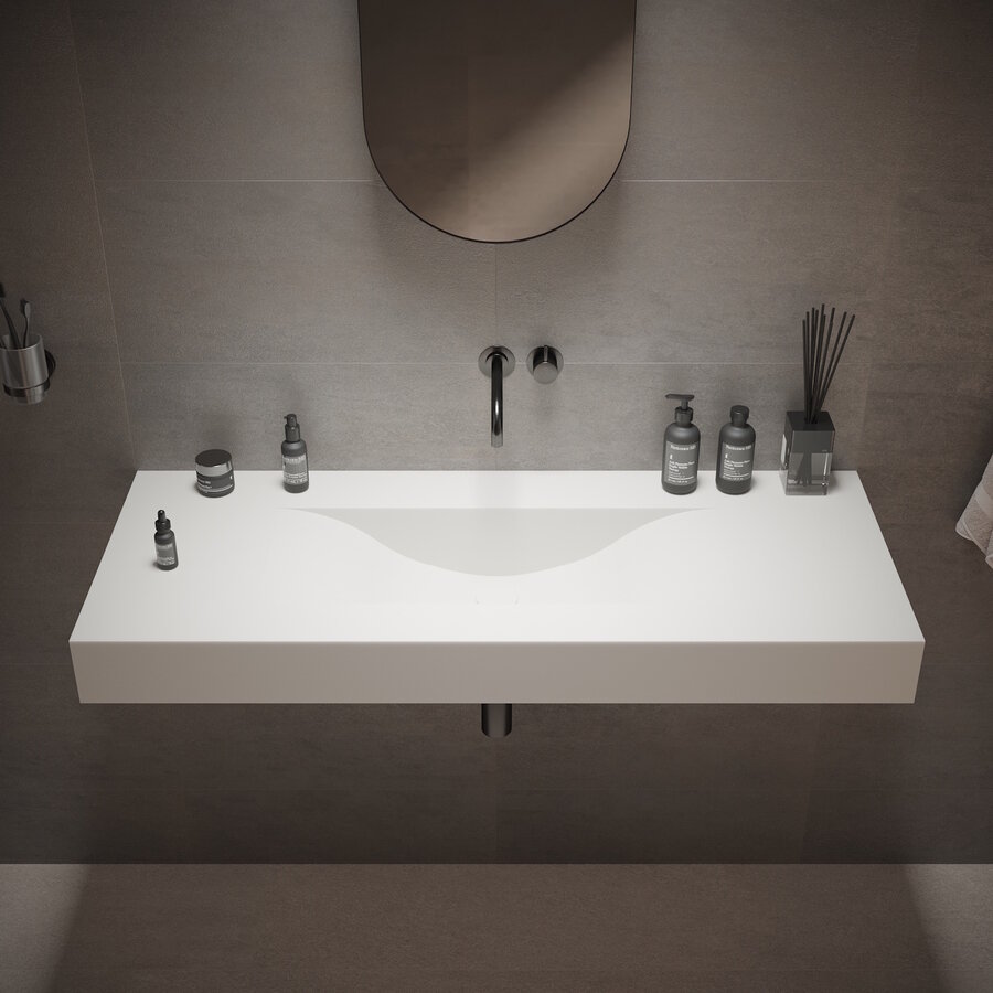 Wastafel Ideavit Solidvolo 120x48x11 cm Solid Surface Mat Wit