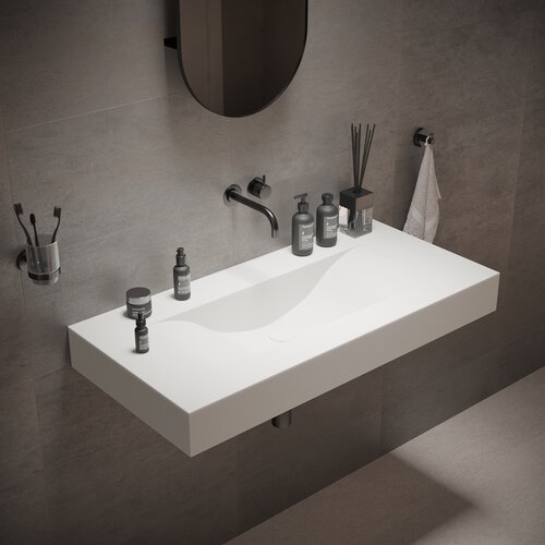 Wastafel Ideavit Solidvolo 100x48x11 cm Solid Surface Mat Wit 
