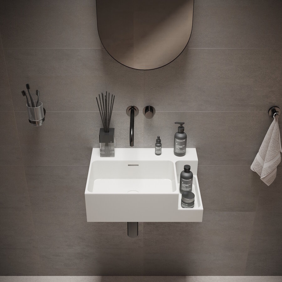 Fontein Ideavit Soliddual 1.0 50x36x15.5 cm Solid Surface Met Opbergruimte Mat Wit