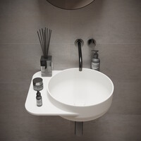 Fontein Ideavit Soliddual 2.0 49x43x15.5 cm Solid Surface Met Opbergruimte Links Mat Wit