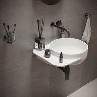 Fontein Ideavit Soliddual 2.0 49x43x15.5 cm Solid Surface Met Opbergruimte Links Mat Wit