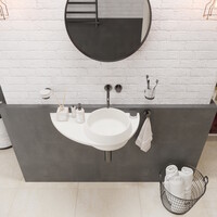 Fontein Ideavit Soliddual 3.0 70x35x14 cm Solid Surface Met Opbergruimte Links Mat Wit