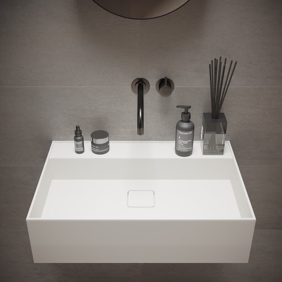 Fontein Ideavit Solidbliss 60x40x16 cm Solid Surface 1 Plateau Mat Wit