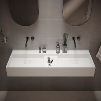 Wastafel Ideavit Solidbliss 120x45x16 cm Solid Surface 1 Midden Plateau Mat Wit