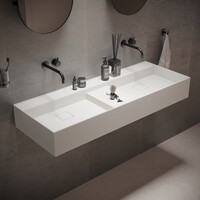 Wastafel Ideavit Solidbliss 120x45x16 cm Solid Surface 1 Midden Plateau Mat Wit