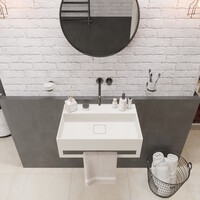 Fontein Ideavit Solidbliss 60x40x20 cm Solid Surface Handdoek Ophang Mogelijkheid Mat Wit