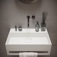 Fontein Ideavit Solidbliss 60x40x20 cm Solid Surface Handdoek Ophang Mogelijkheid Mat Wit