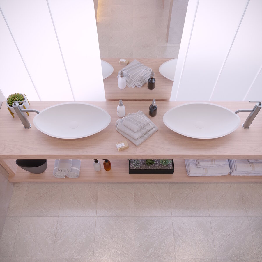 Opbouw Waskom Ideavit Solidjazz 60x35x9 cm Solid Surface Mat Wit