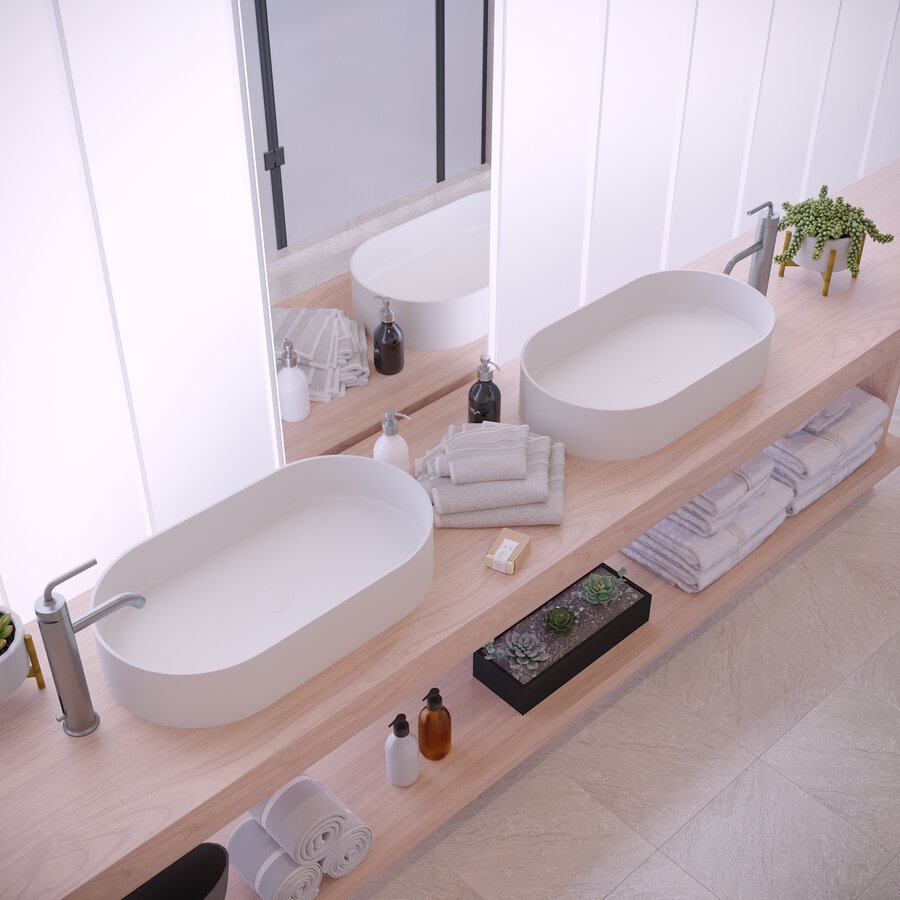 Opbouwwastafel Ideavit Solidthin 60x35x12.5 cm Solid Surface Mat Wit