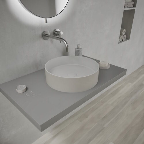 Opbouwwastafel Ideavit Solidthin 40x40x12.5 cm Solid Surface Mat Pebble Grey 
