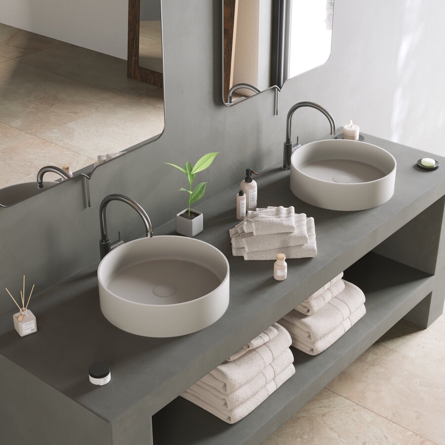 Opbouwwastafel Ideavit Solidthin 40x40x12.5 cm Solid Surface Mat Wit