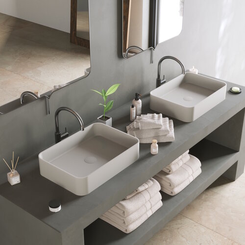 Opbouwwastafel Ideavit Solidthin 50x35x12.5 cm Solid Surface Mat Wit 