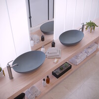 Opbouw Waskom Ideavit Solidthin 60x40x14.5 cm Solid Surface Mat Donker Grijs
