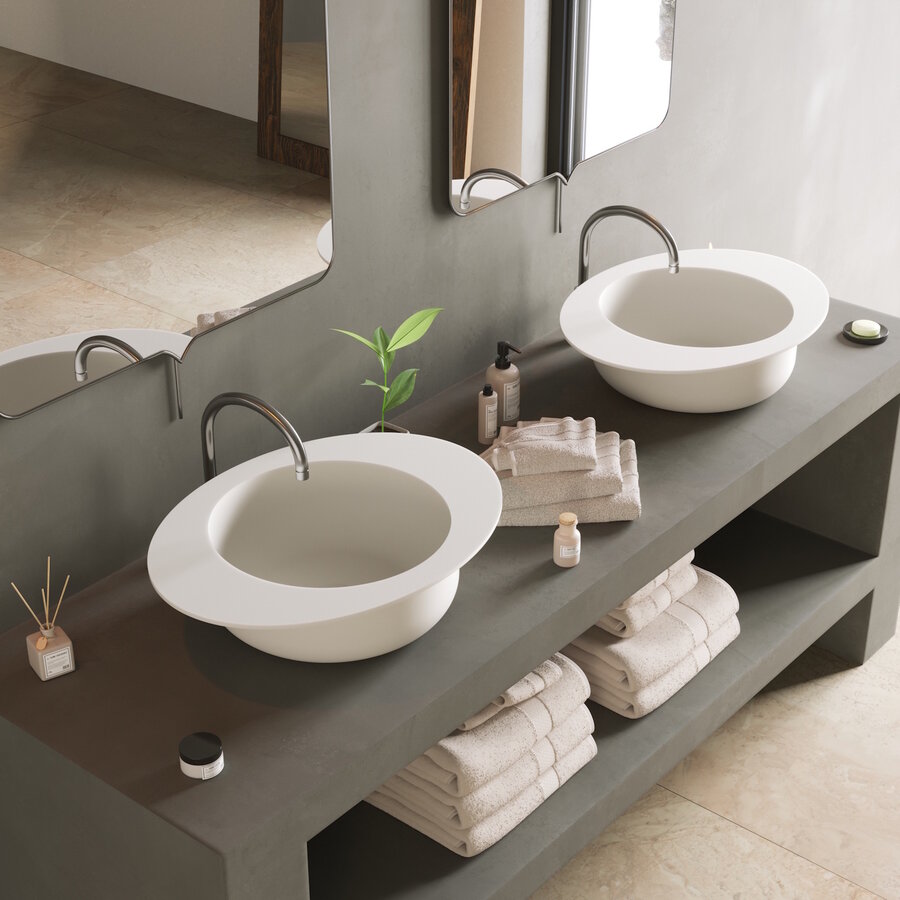 Wastafel Ideavit Solidcap 3.0 Opbouw 60x45.2x15.5 cm Solid Surface Mat Wit