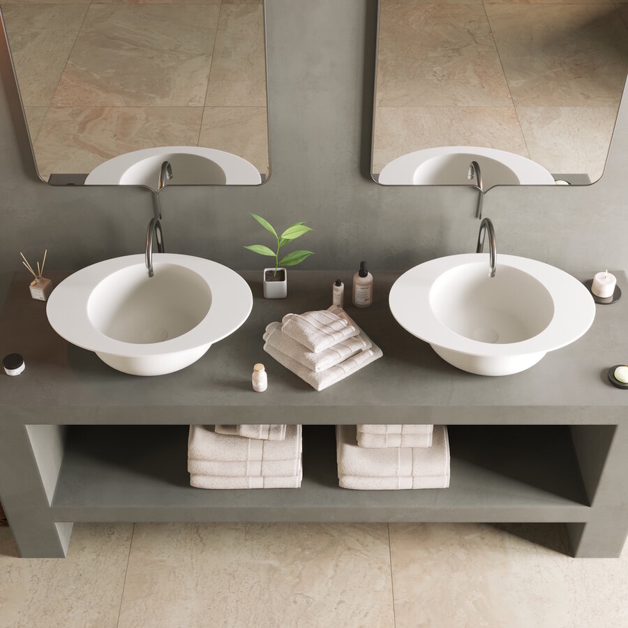 Wastafel Ideavit Solidcap 3.0 Opbouw 60x45.2x15.5 cm Solid Surface Mat Wit