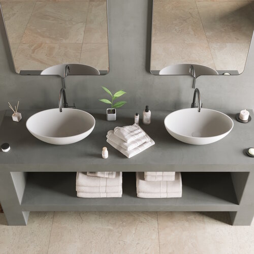 Opbouw Waskom Ideavit Solidthin 50x33x14.5 cm Solid Surface Mat Wit 